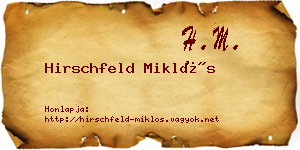 Hirschfeld Miklós névjegykártya